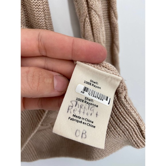 L'Agence Pia Soft Camel V-Neck Cable Knit Long Sleeve Sweater Size M - Picture 5 of 6